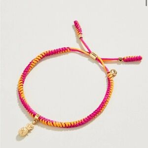 Spartina 449 Friendship Bracelet in magenta and orange with a pineapple charm